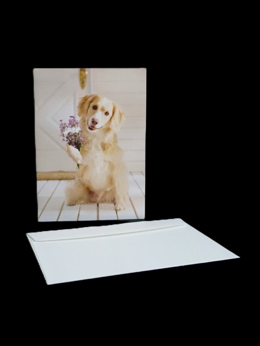 Vintage Hallmark Avanti “I Ruv You” Dog with Flowers Note Greeting Card